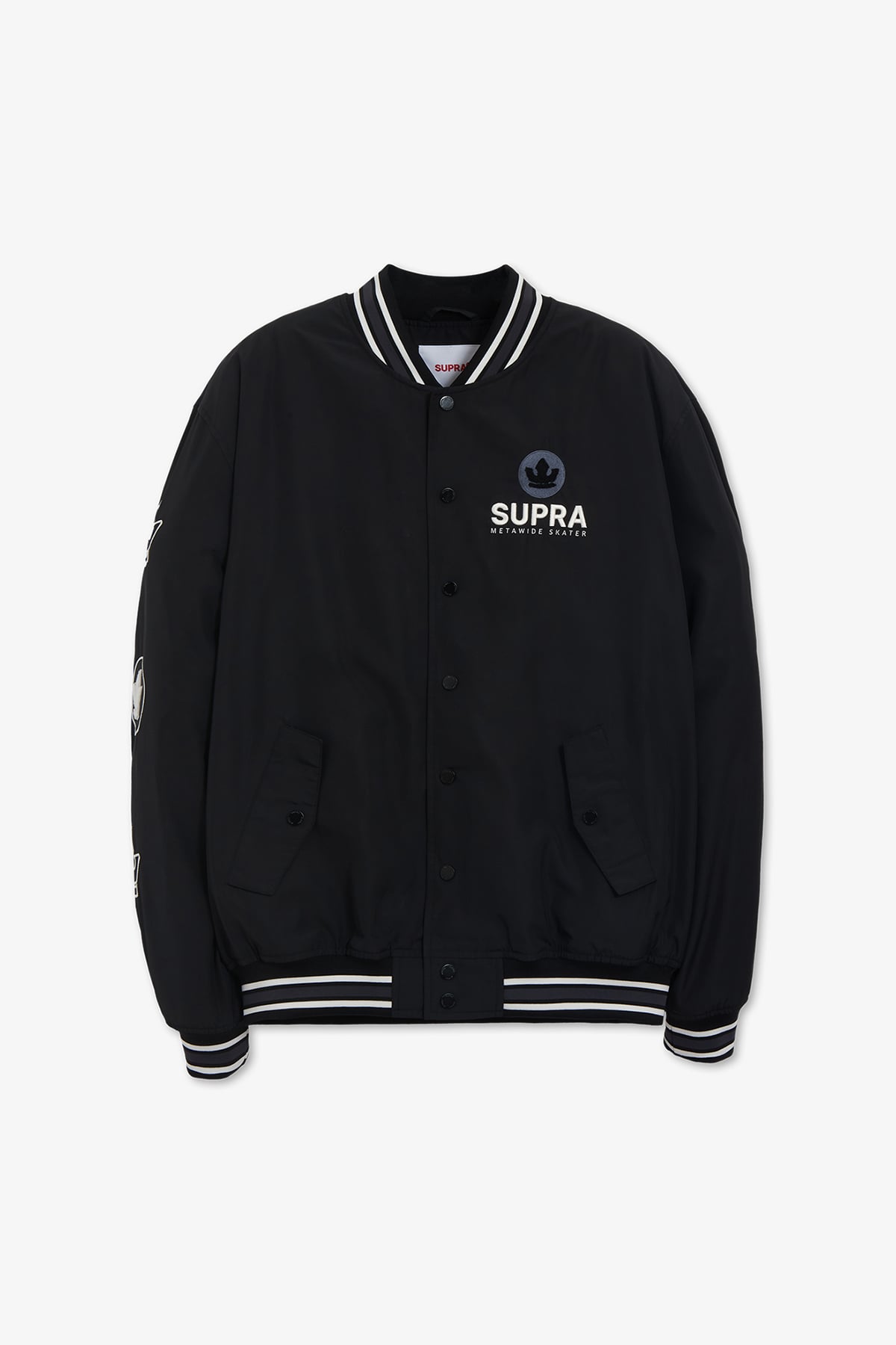 ESSENTIAL SUPRA CROWN BOUCLE EMBROIDERED VARSITY JACKET