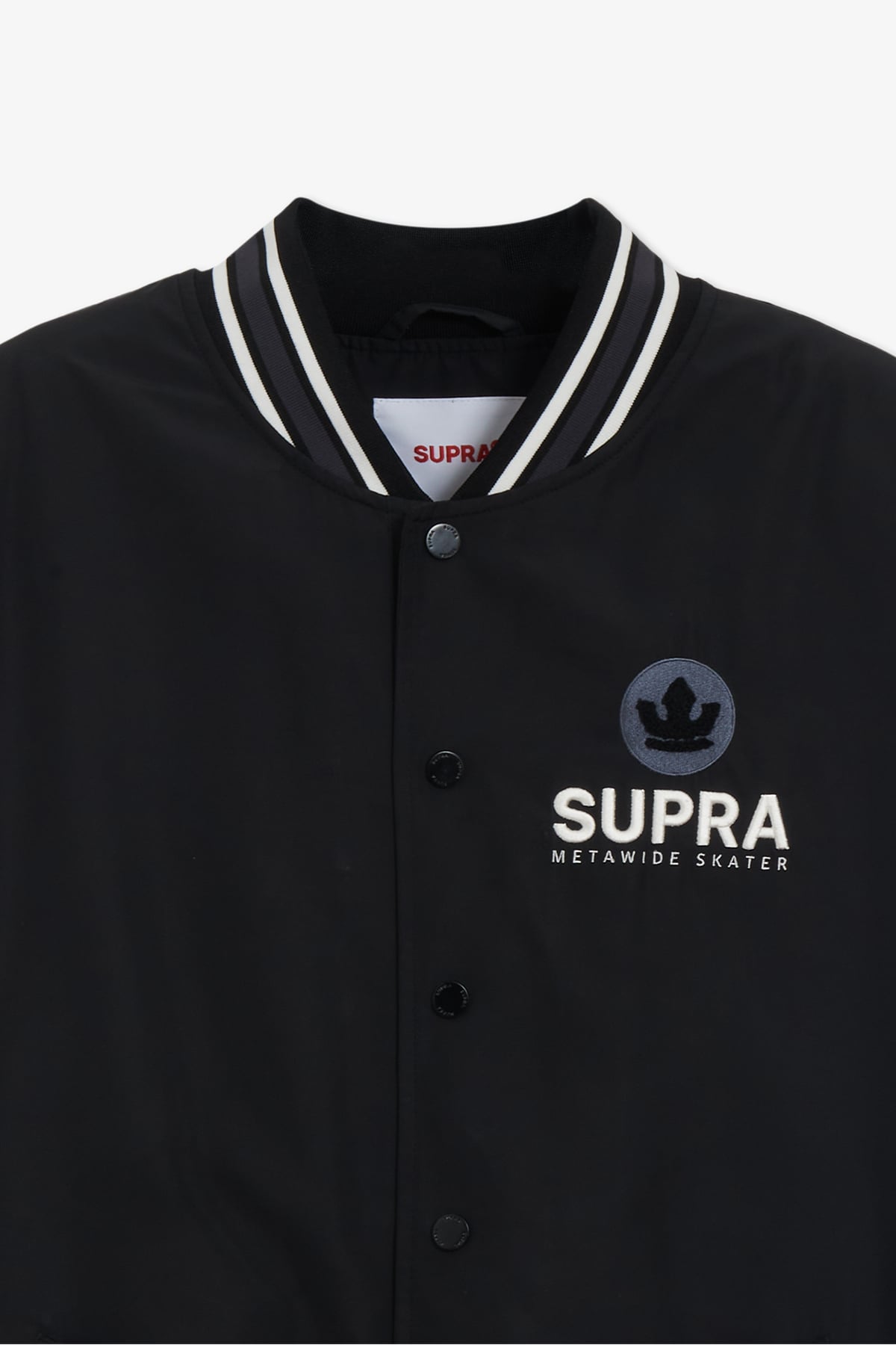ESSENTIAL SUPRA CROWN BOUCLE EMBROIDERED VARSITY JACKET