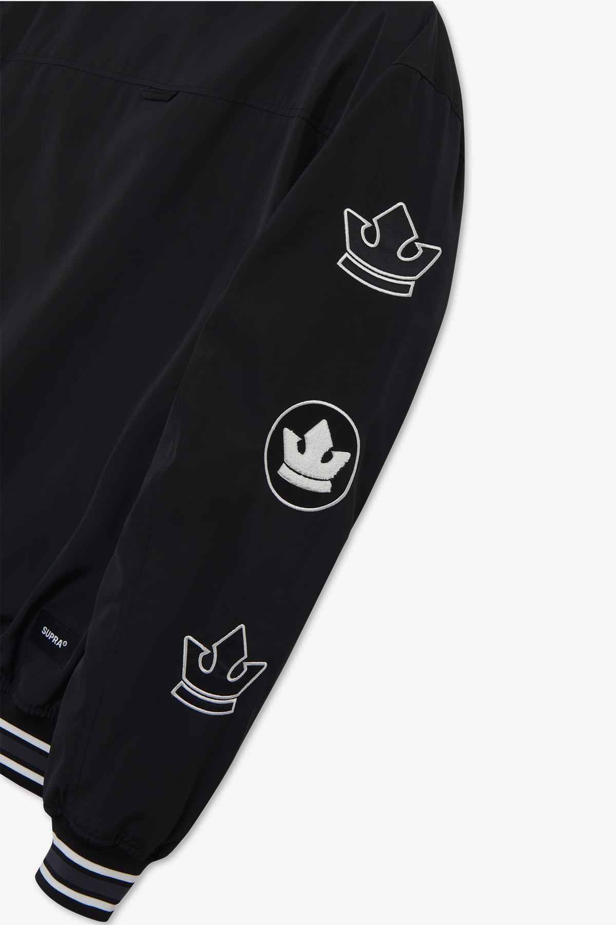 ESSENTIAL SUPRA CROWN BOUCLE EMBROIDERED VARSITY JACKET