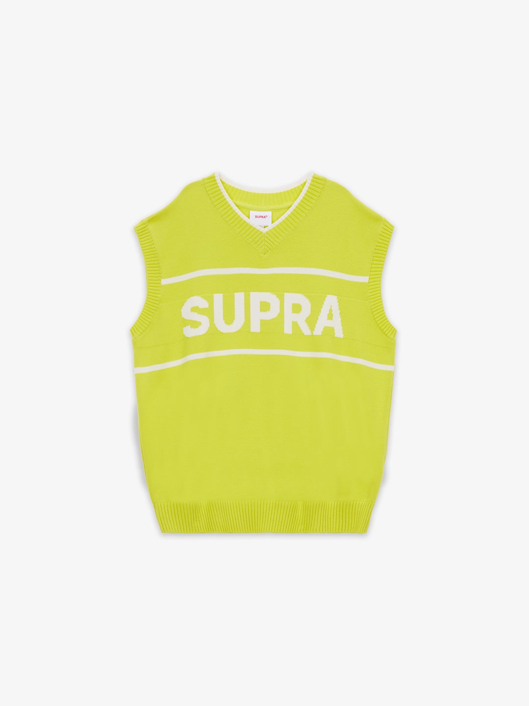 SUPRA LOGO V NECK KNIT VEST NEON