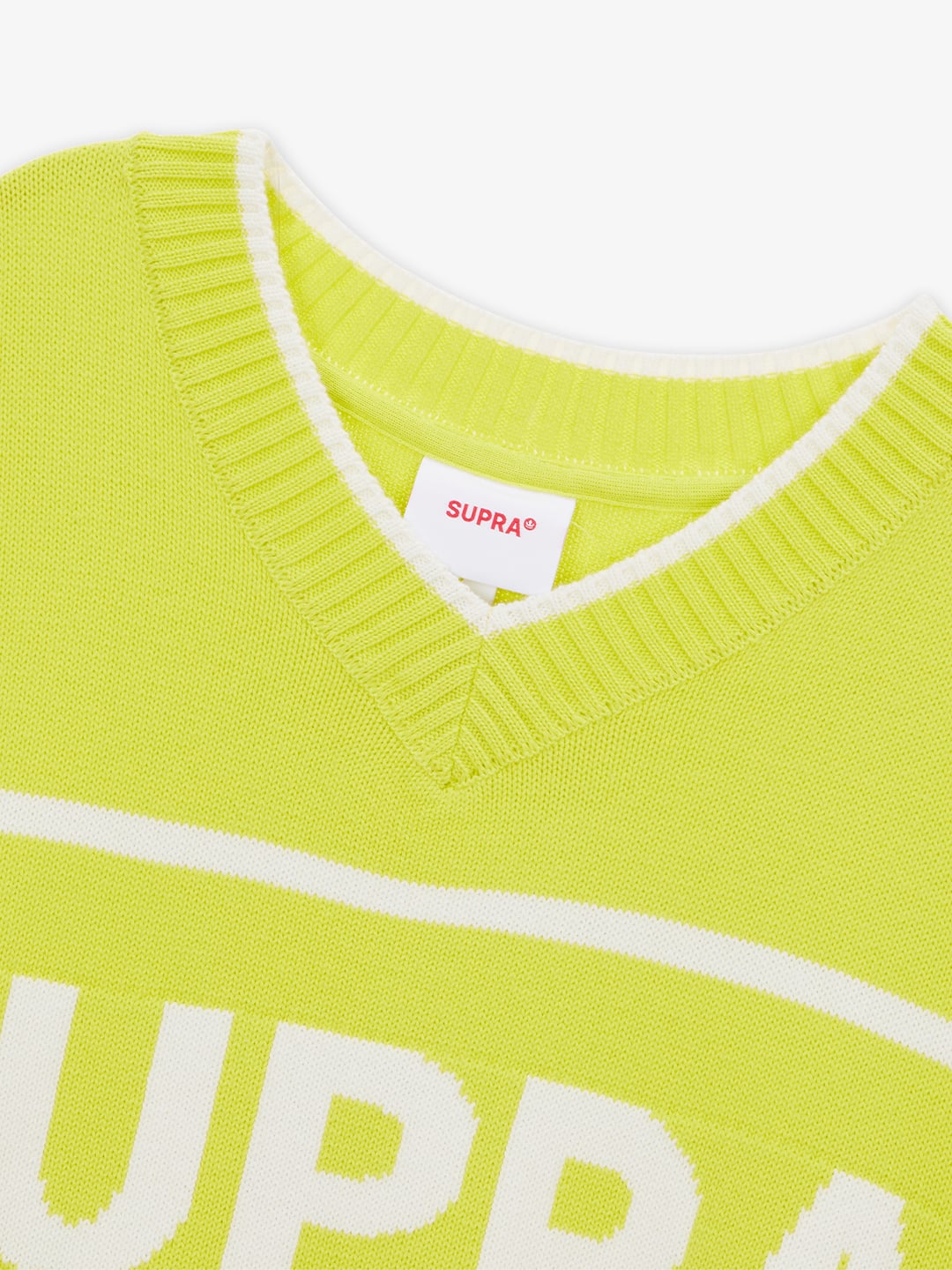 SUPRA LOGO V NECK KNIT VEST NEON