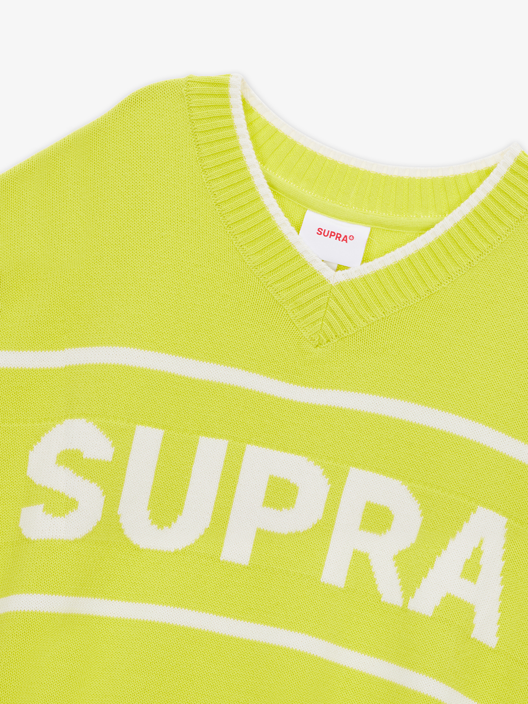 SUPRA LOGO V NECK KNIT VEST NEON