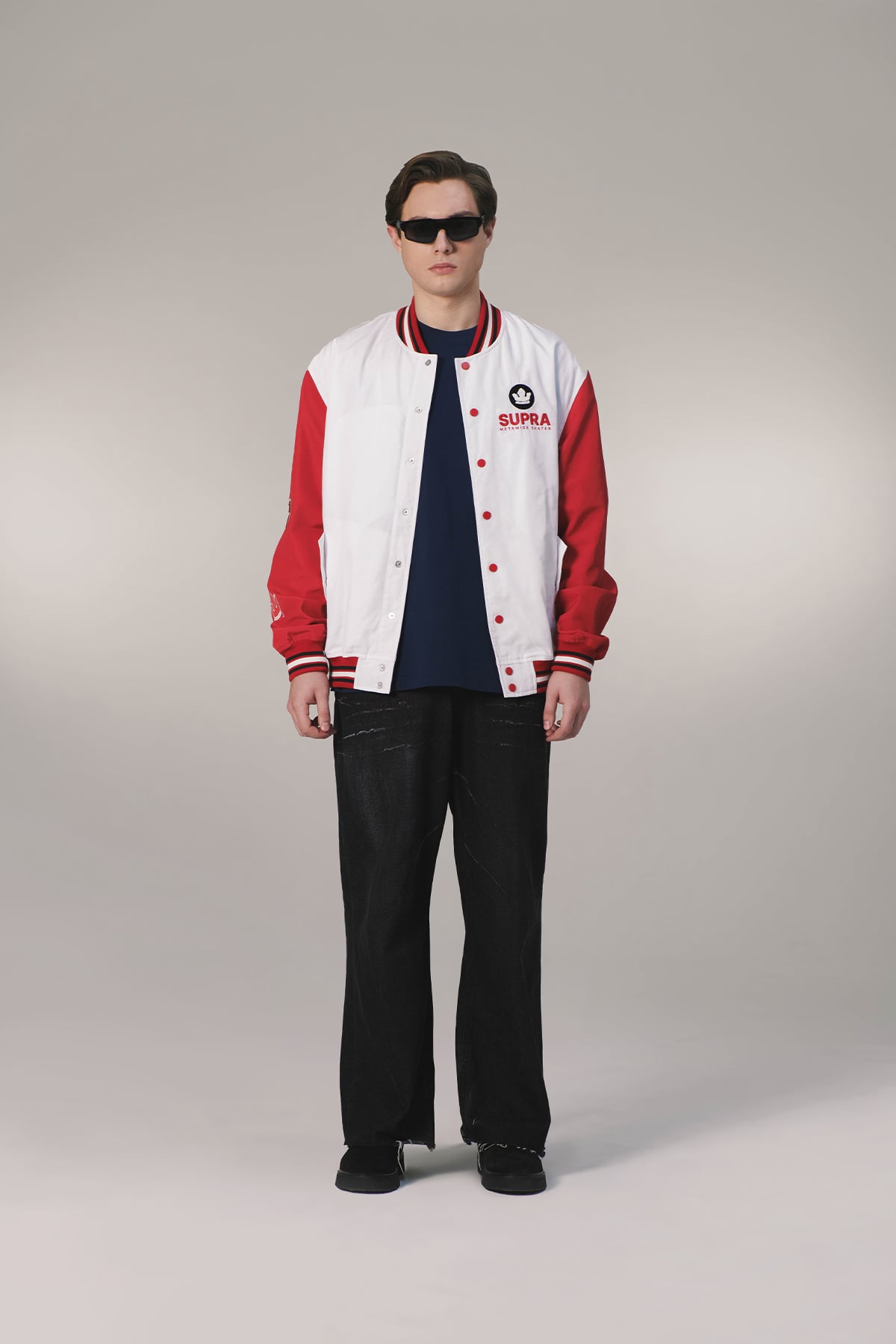 ESSENTIAL SUPRA CROWN BOUCLE EMBROIDERED VARSITY JACKET