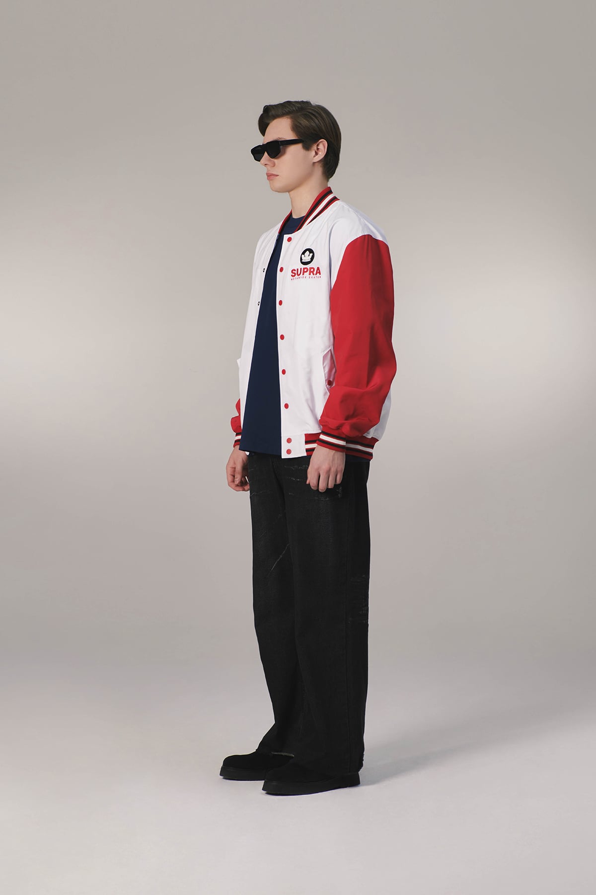 ESSENTIAL SUPRA CROWN BOUCLE EMBROIDERED VARSITY JACKET