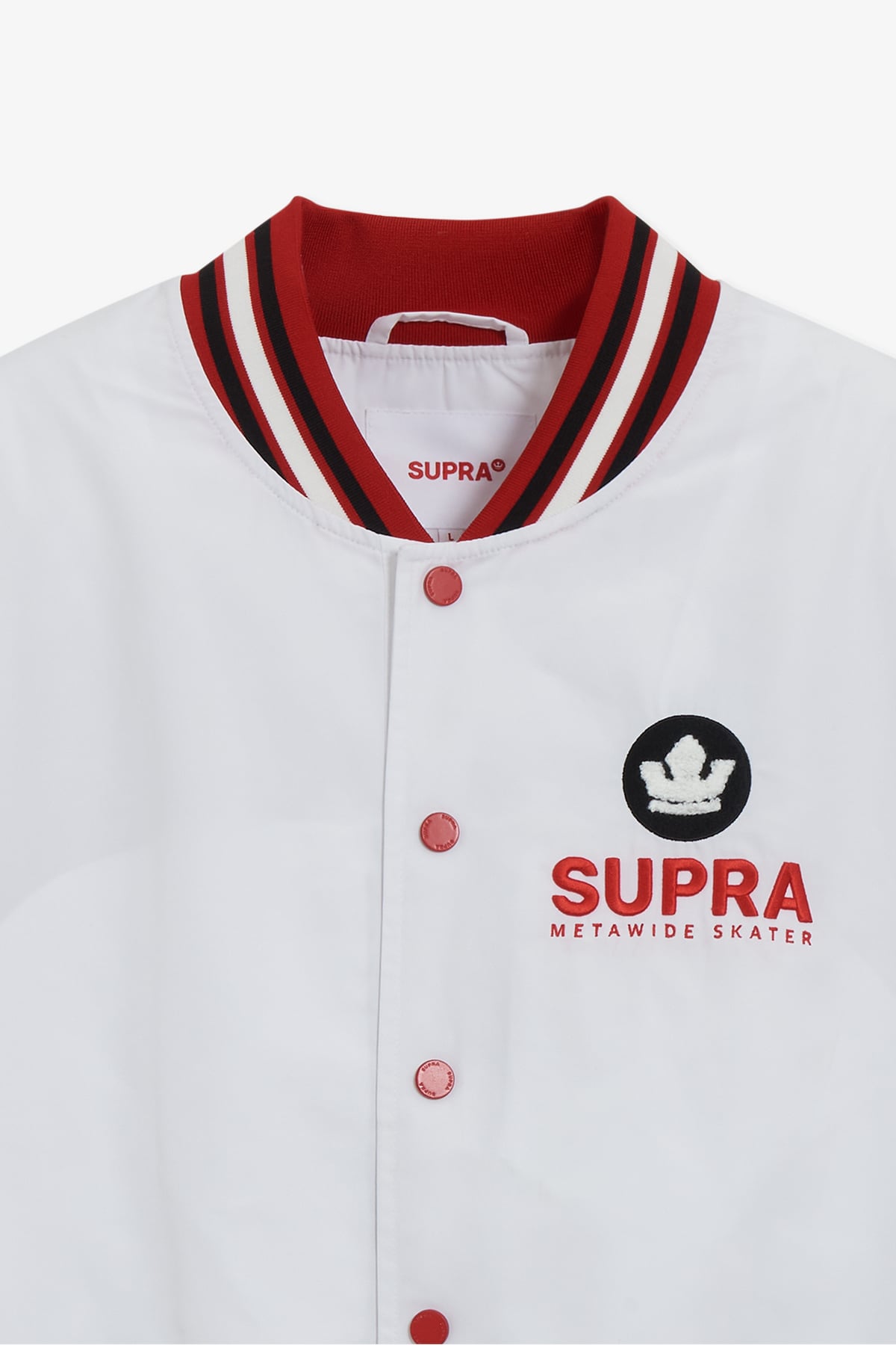 ESSENTIAL SUPRA CROWN BOUCLE EMBROIDERED VARSITY JACKET