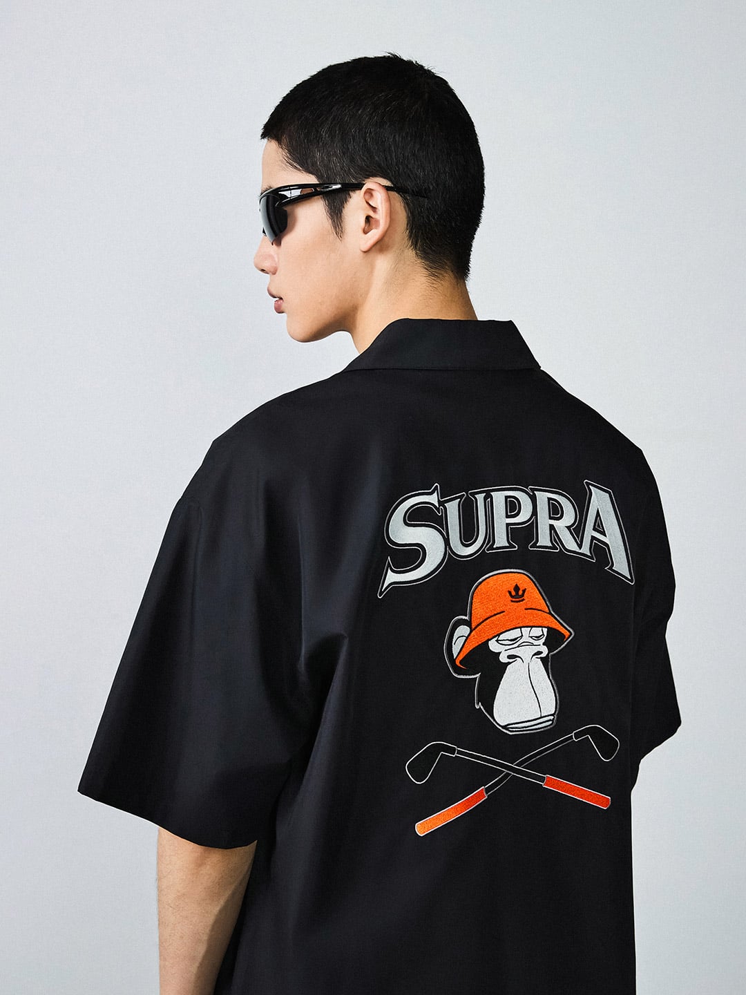 Back Arch Logo BAYC Open Collar Short-Sleeved Shirt