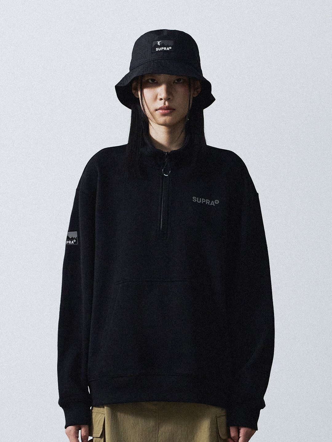 Half Zip-Up Sweatshirt Set-up