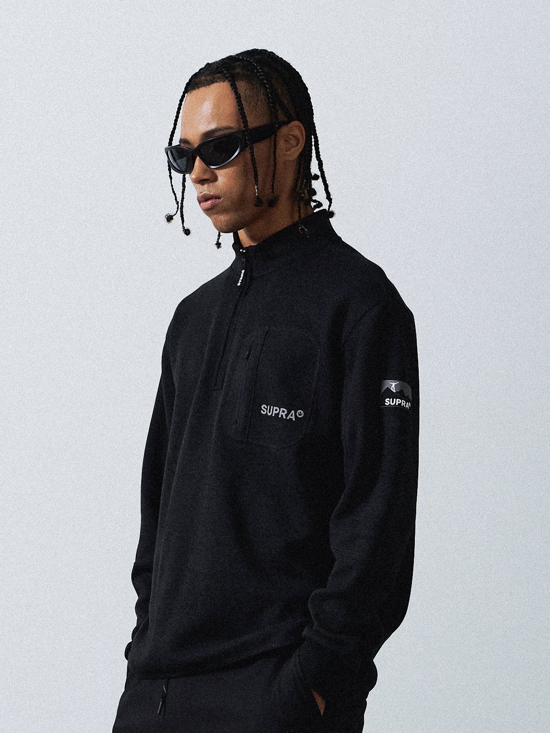Half Zip-Up Long-Sleeved T-Shirt