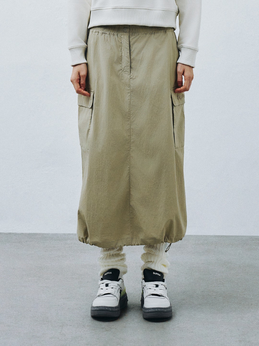 Women woven cargo skirt