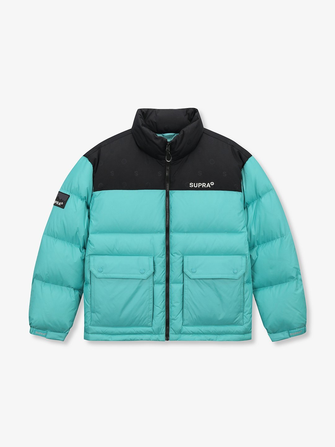 jacquard Color Block Short Down Jacket