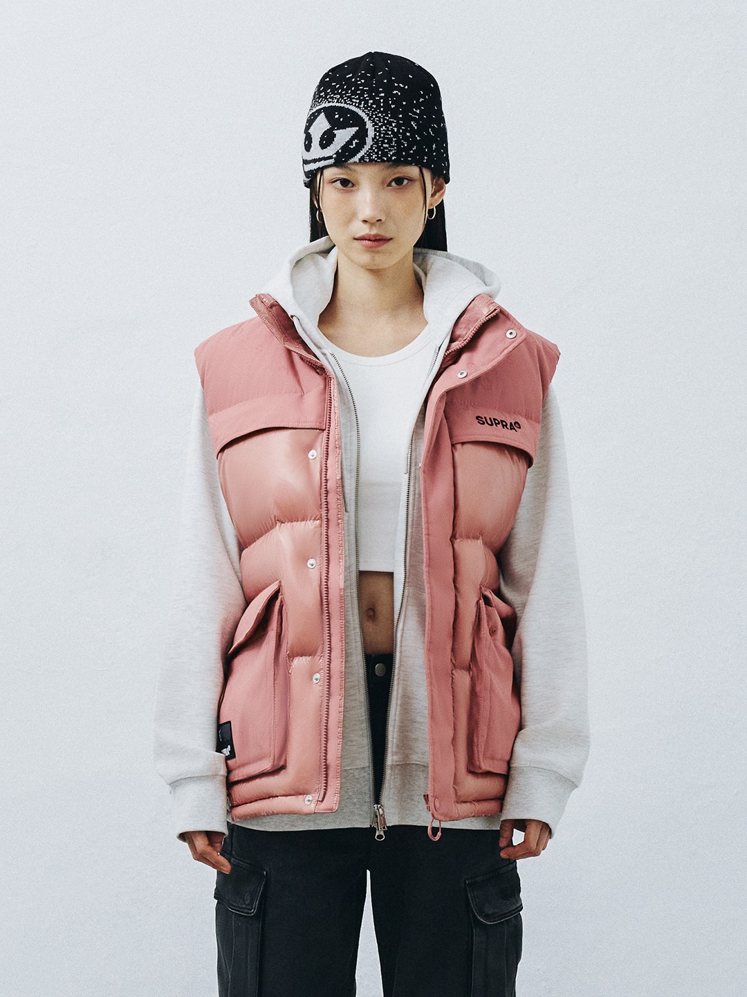 Jacquard Color Block Down vest