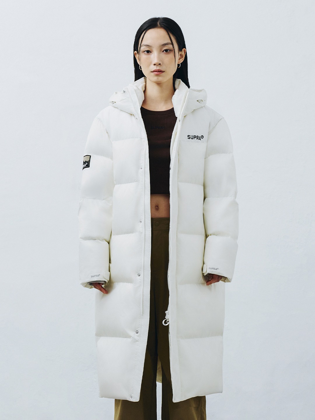 Ripstop Color Block Long Down Jacket