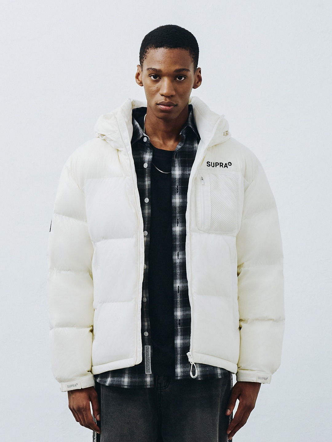 mesh pocket Short Down Jacket