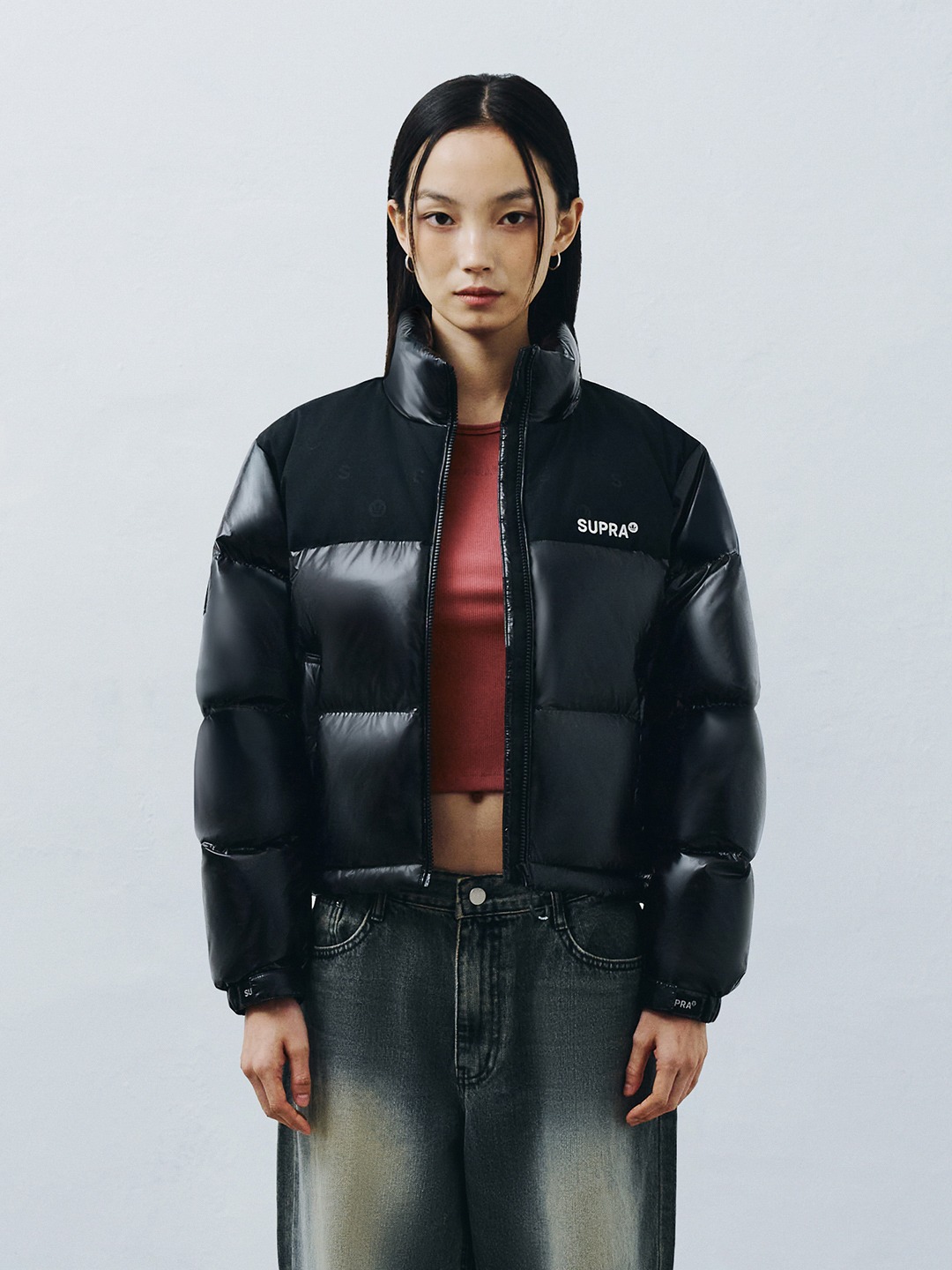 Women's Jacquard Color Block Short Down Jacket