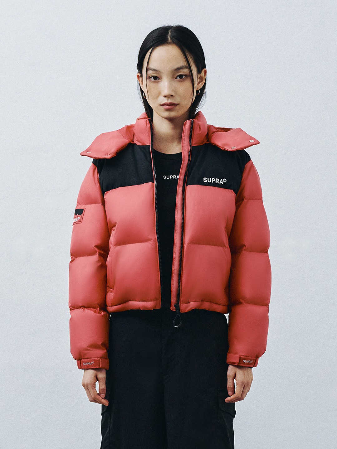 Women's Jacquard Color Block Short Down Jacket