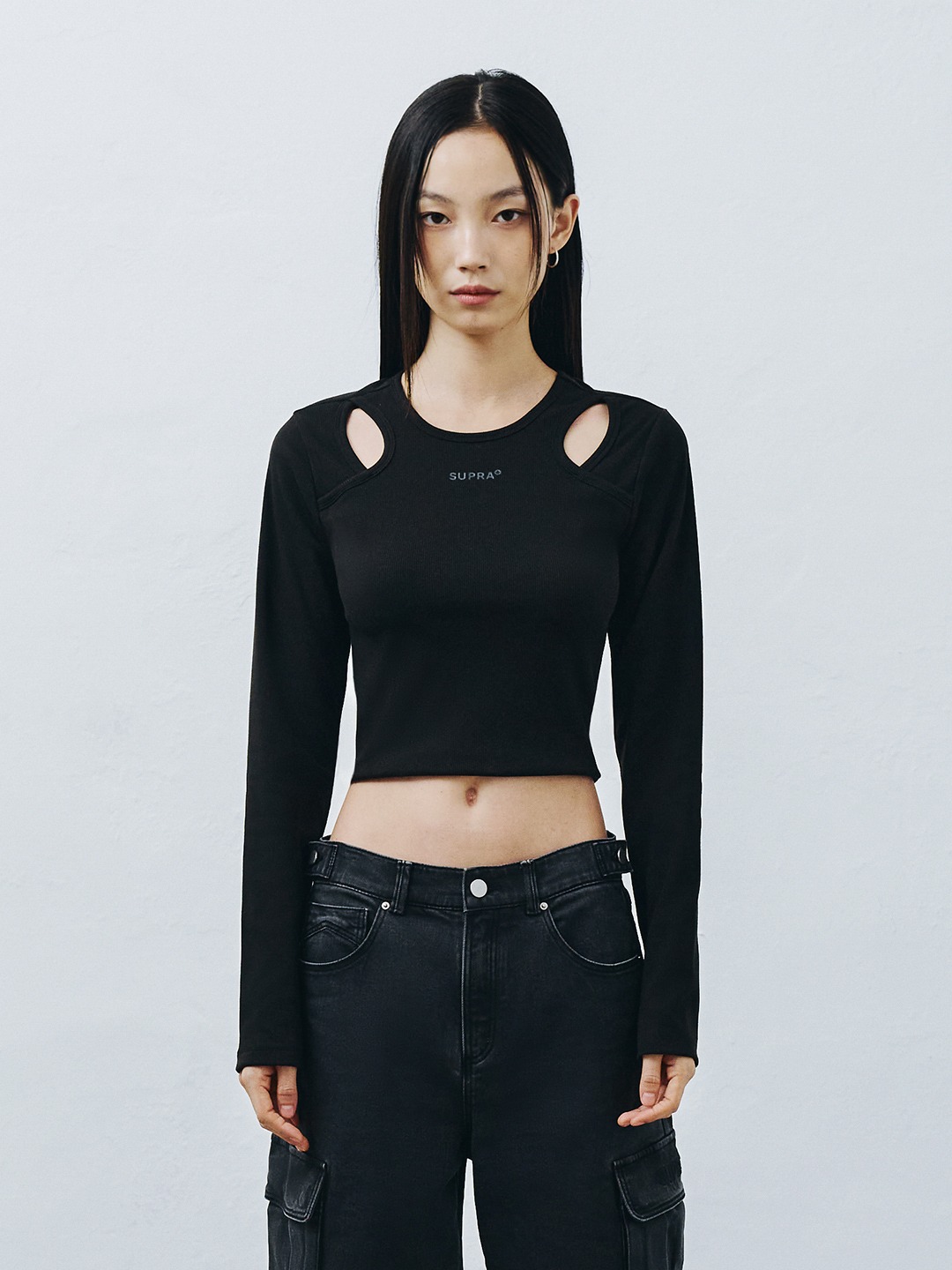 Women`s Cut-out Crop Long Sleeve T-Shirt