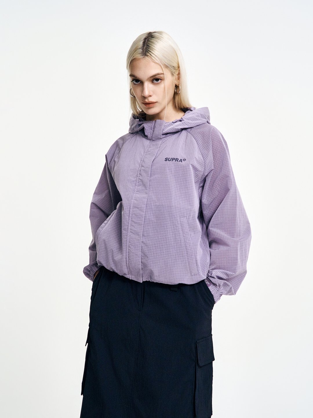 Women`s Basic Crop Hoodie Windbreaker