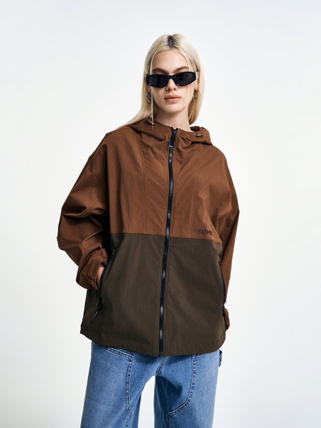 Logo Color block Hood Windbreaker