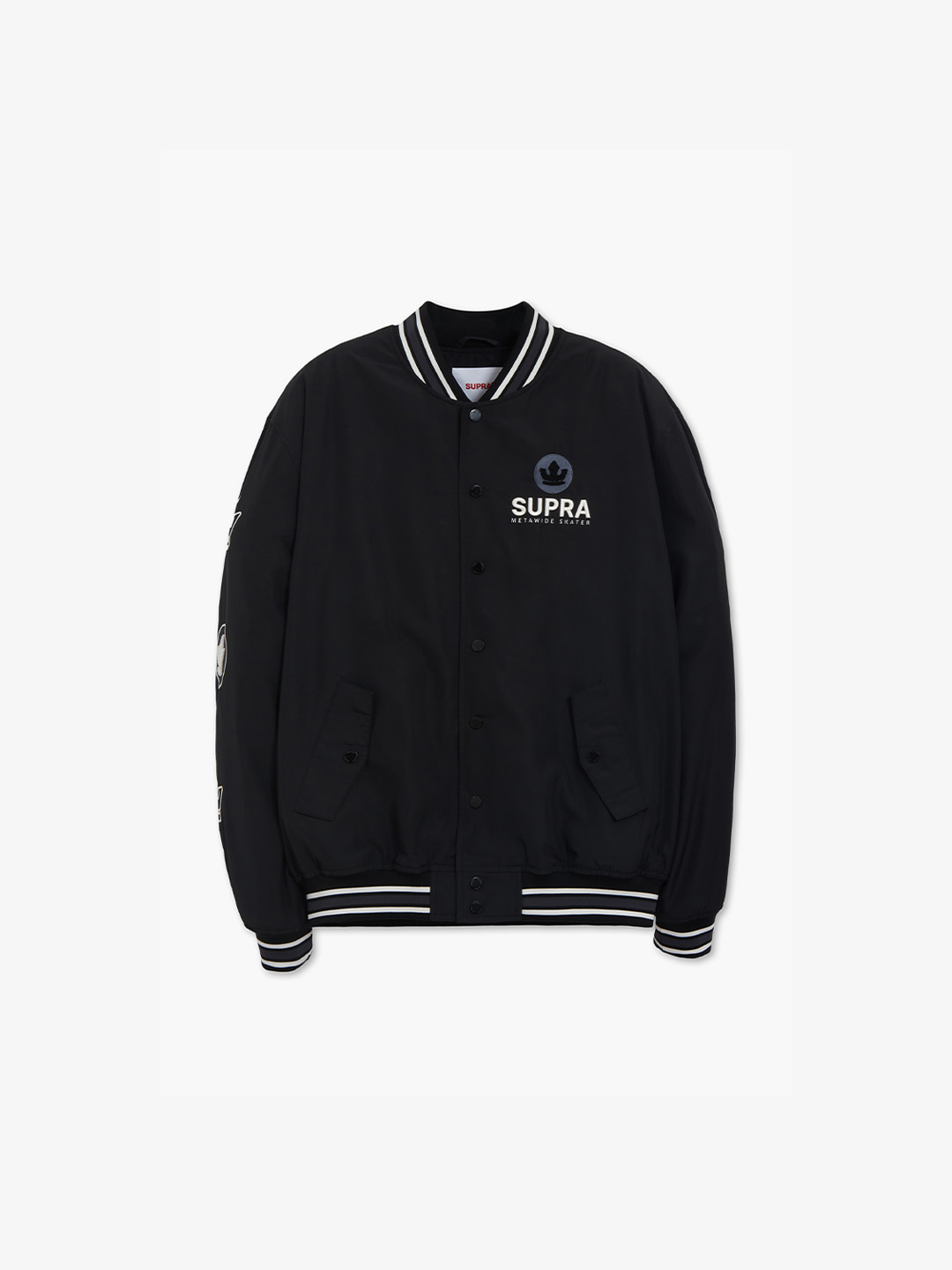 ESSENTIAL SUPRA CROWN BOUCLE EMBROIDERED VARSITY JACKET