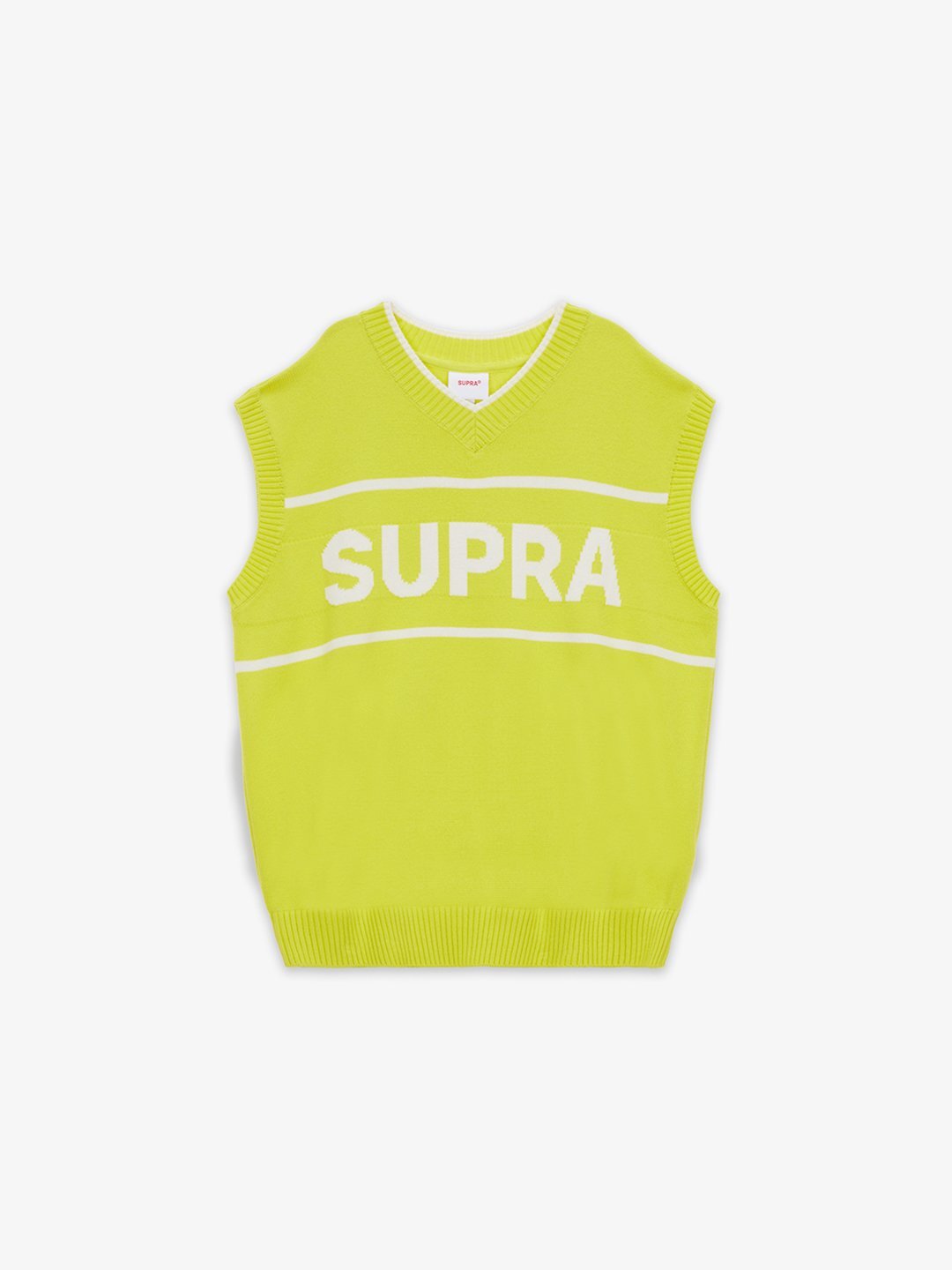 SUPRA LOGO V NECK KNIT VEST NEON
