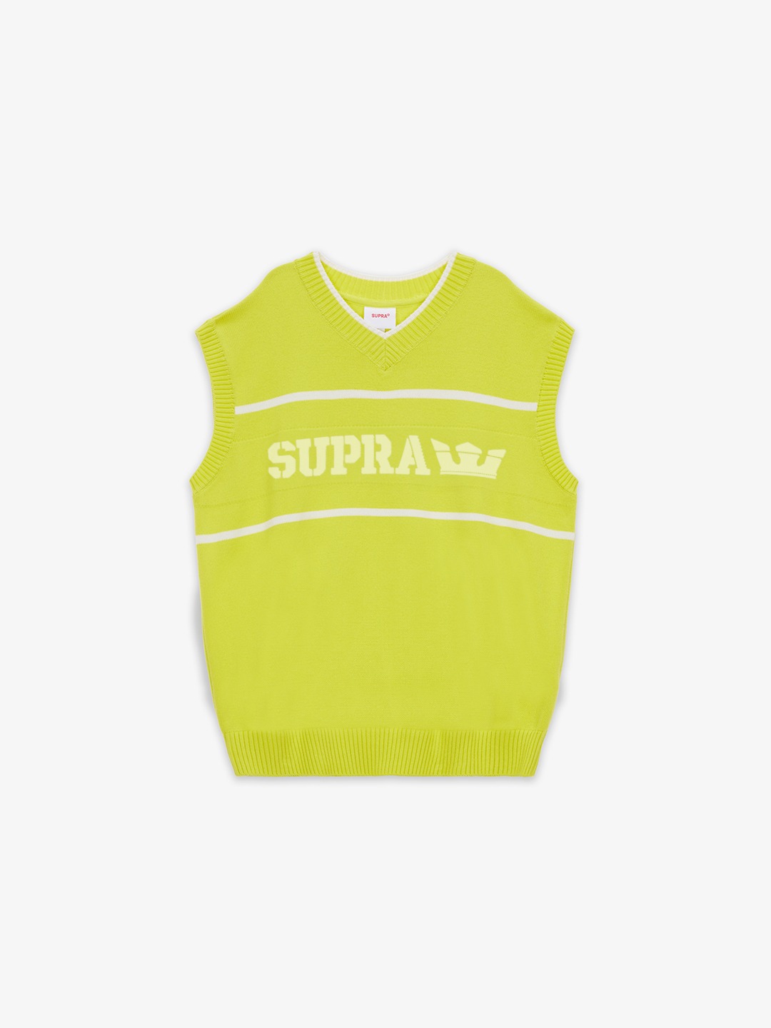 SUPRA LOGO V NECK KNIT VEST NEON ver.2